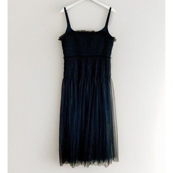 Rebecca Taylor Tulle Sleeveless Midi Dress In Black Size 10 $495 Retail - Picture 4 of 14